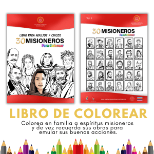 Colorea en familia a espíritus misioneros Y de vez recuerda sus obras para emular sus buenas acciones.